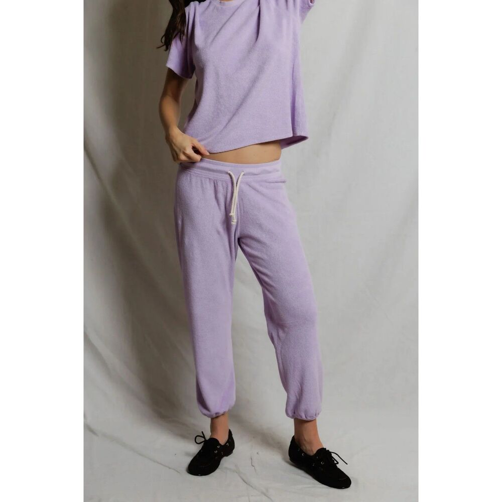 perfectwhitetee gogo terry loop joggers lavender purple size large